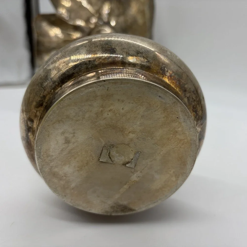 Vtg Silverplate Lotus Flower Candleholder/Vase 15
